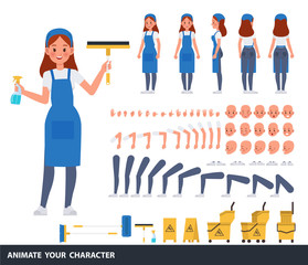 Cleaning woman staff character vector design. Create your own pose.