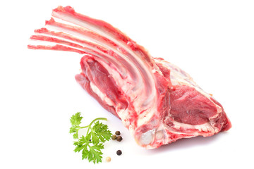 Lamb ribs on a white background