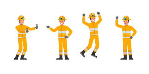 Firefighter character vector design. Presentation in various action. no3