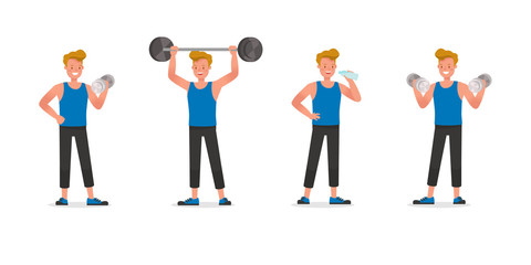 Fototapeta premium Fitness trainer character vector design. Man dressed in sports clothes.