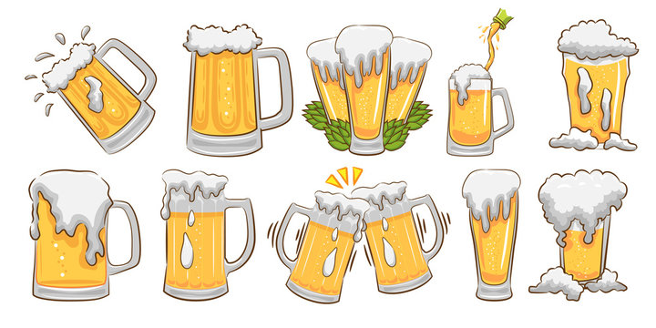 Beer mug vector set graphic clipart design