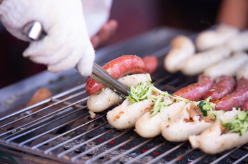 Taiwanese sausage with sticky rice closeup