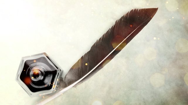 Quill pen.