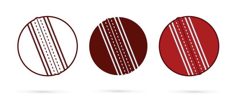 Cricket ball outline, silhouette cartoon graphic vector