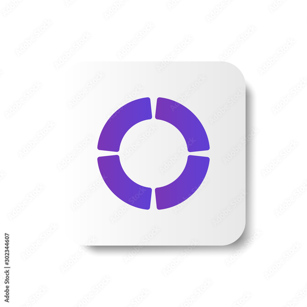Aufkleber doughnut pie chart icon in smooth gradient color