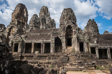 Fototapeta premium The inner gallery with the entrance way to the upper terrace of Bayon temple one of the UNESCO world heritage sites in Siem Reap, Cambodia.
