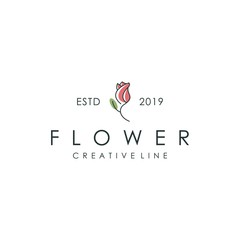 rose logo with outline style, natural vector illustration - obrazy, fototapety, plakaty