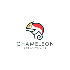 Chameleon logo with a line style, unique animal vector illustration © EndR_ID