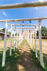 Fototapeta premium Bamboo bridge Zutongpae in Mae hong son,tourist village nature background