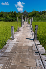 Fototapeta premium Bamboo bridge Zutongpae in Mae hong son,tourist village nature background