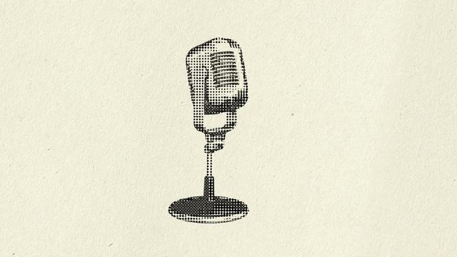 retro microphone cartoon on paper
