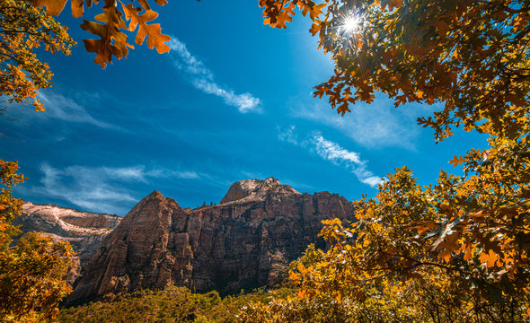 Stunning view at The Watchman Trail at Zion National Park, Utah
