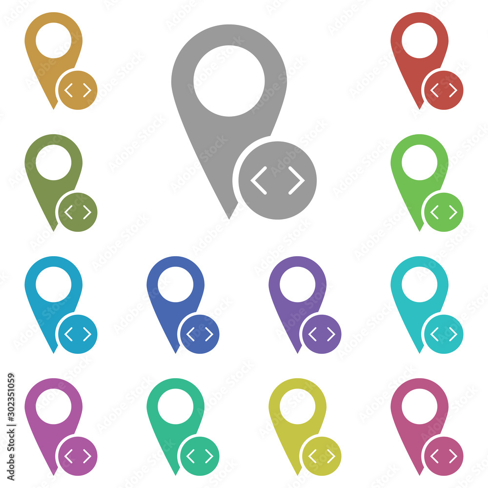 Poster code, location multi color icon. simple glyph, flat vector of location icons for ui and ux, website 