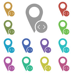 Code, location multi color icon. Simple glyph, flat vector of location icons for ui and ux, website or mobile application