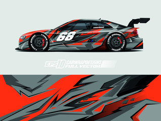 Car wrap decal designs. Abstract racing and sport background for racing livery or daily use car vinyl sticker. Vector eps 10.