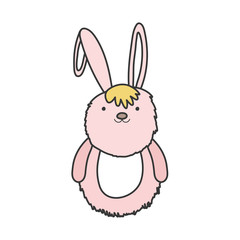 pink fluffy rabbit adorable toy icon