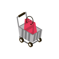 cart paper bag online shopping isometric icon