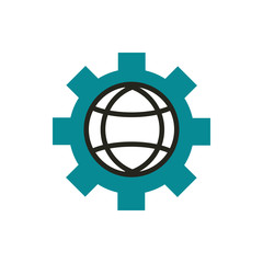 world setting web development icon line and fill