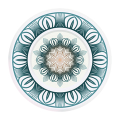 Matching decorative plates for interior design. Empty dish, porcelain plate mock up design. Vector illustration