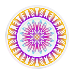 Decorative round frame and floral mandala ornament. Vector illustration. For kitchen decoration