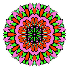 Floral color mandala. Vector illustration. Decorative ornament
