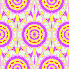 Seamless floral geometric pattern. Vector illustration. Bright color ornament