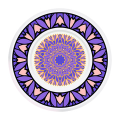 Creative round frame and floral mandala. Vector illustration