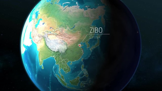 China - Zibo - Zooming from space to earth