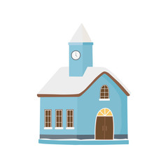 classic house winter snow facade icon