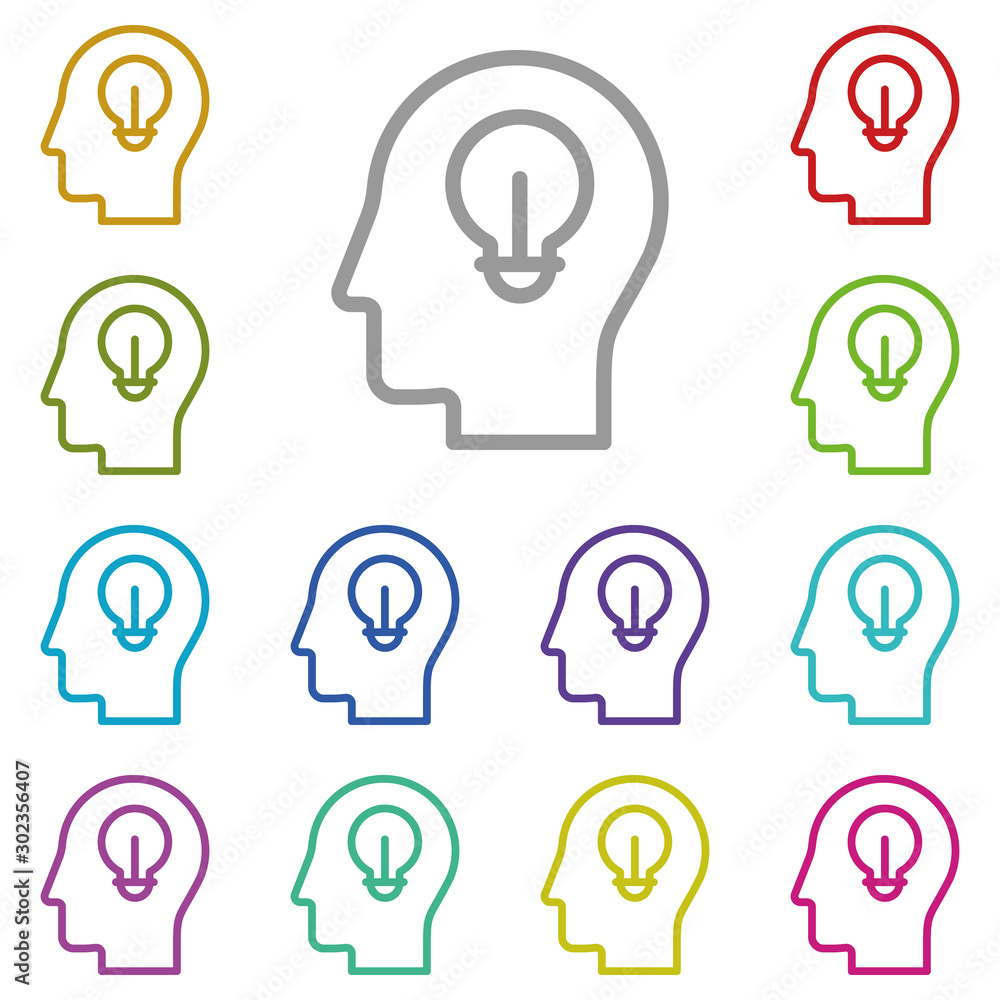 Aufkleber human, brain, communication multi color icon. simple thin line, outline vector of mind process icons