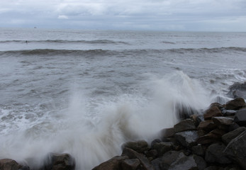 Long exposure crashing wave