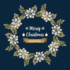 Banner of merry christmas happy holiday, with abstract leaf flower frame plant. Vector