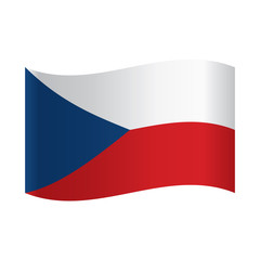 National flag of Czech Republic: white and red horizontal stripes with blue triangle on the left.