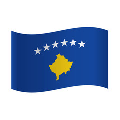 A 3D Waving Flag Illustration of the country of Kosovo, Square label with flag of kosovo isolated on white.