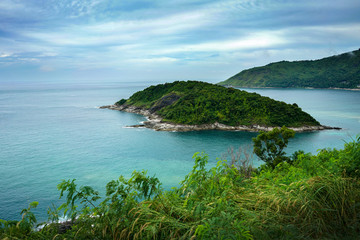 Naklejka premium Phromthep Cape, Beautiful Andaman sea view in Phuket island, Thailand.