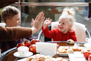 Family with two children.