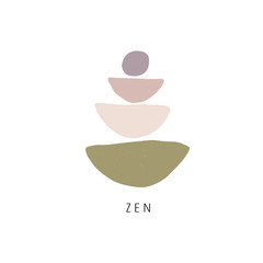 Zen stones flat vector illustration. Creative geometric shape pebble pyramid