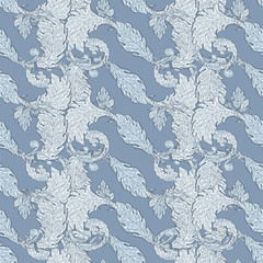 Seamless pattern baroque blue color.Vintage floral victorian ornamental.
