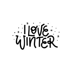 I love winter hand drawn black lettering with snowflake.