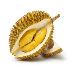 Durian fruit in south east asia, the king of fruits on white background 