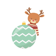 merry christmas celebration cute deer with sweater and ball decoration