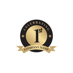 Fototapeta premium 1st year celebrating anniversary emblem logo design