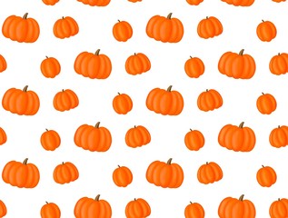 Seamless pattern with pumpkins. Isolated on white background. Printing on end sheets of books, packages, wrappers, napkins, tablecloths, fabrics. Template for Halloween harvest.