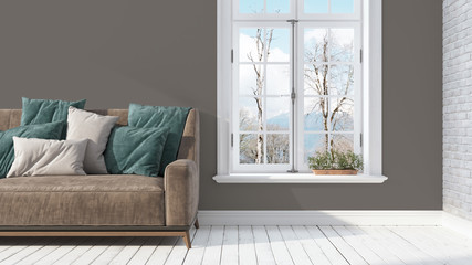 Modern bright interior . 3D rendering