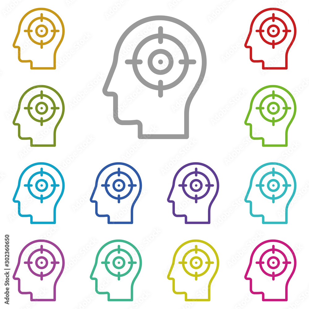 Aufkleber human, brain, focus multi color icon. simple thin line, outline vector of mind process icons for ui 