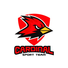 cardinal bird red logo with black background icon design vector