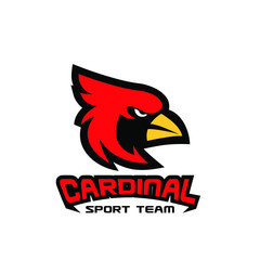 cardinal bird red logo with black background icon design vector