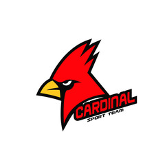 cardinal bird red logo with black background icon design vector