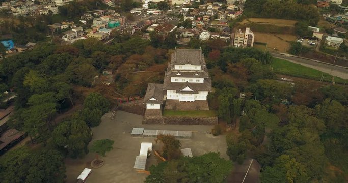 Timelapse of beautiful scenery with Sunrise of Odawara Castle in Odawara City, Japan