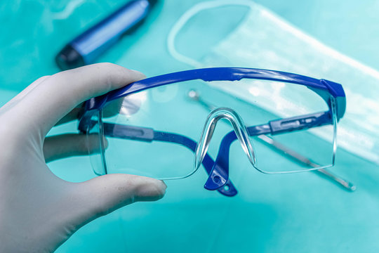 surgical protective modern glasses in medicine.